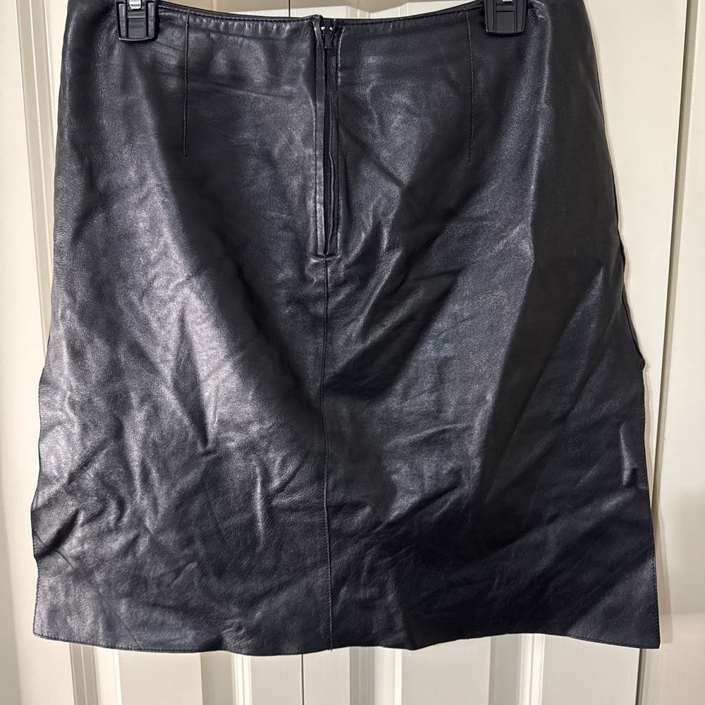 Bebe Women's Black Leather Skirt Size 8. Slits On Each Side. 90's Style Y2K
